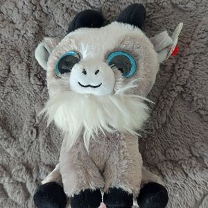 Ty Beanie Boo Gabby Plush Goat Toy— Gray with Blue Eyes